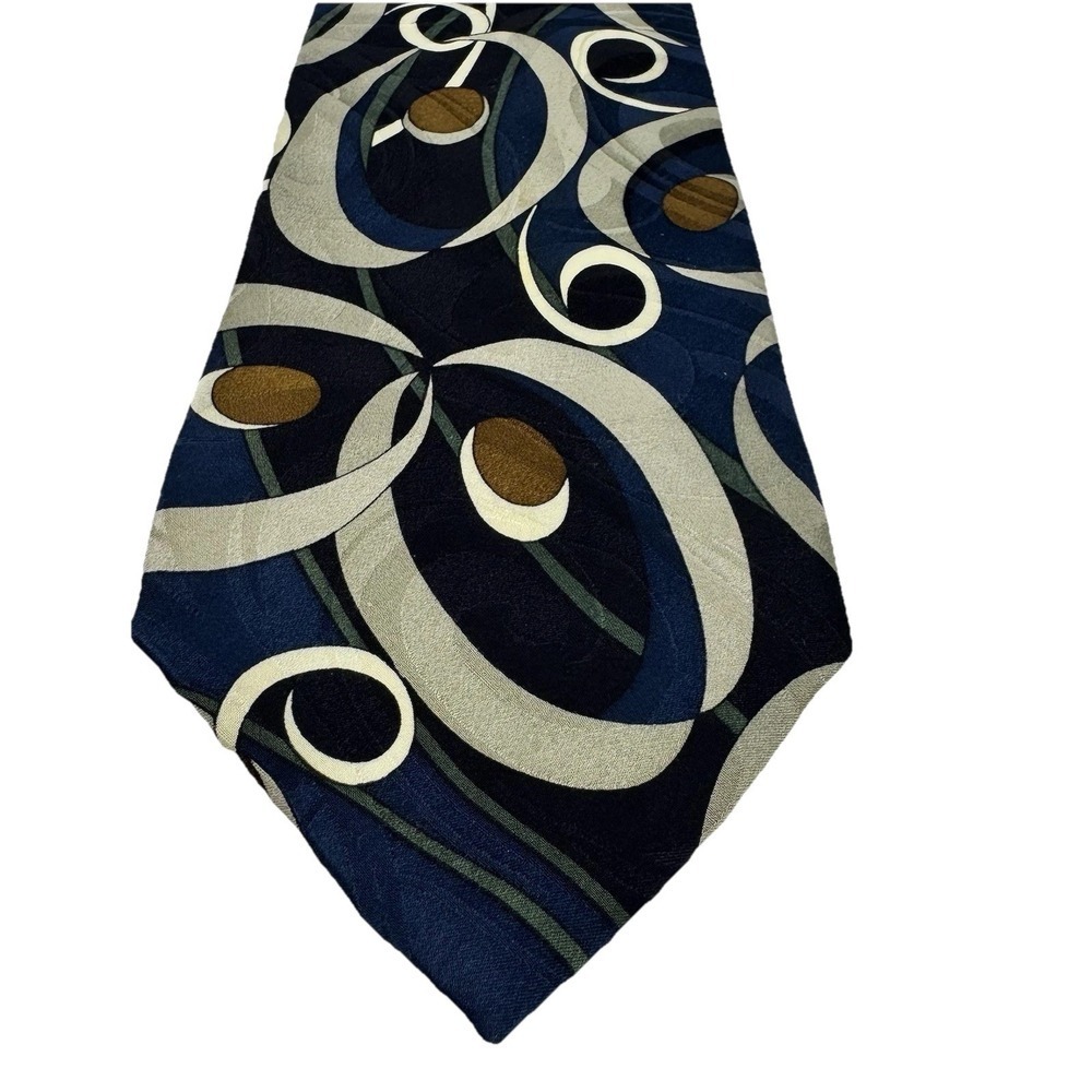 Cellini Uomo Mens Silk Tie Classic Style Multicolor Abstract 56" x 4" Vintage